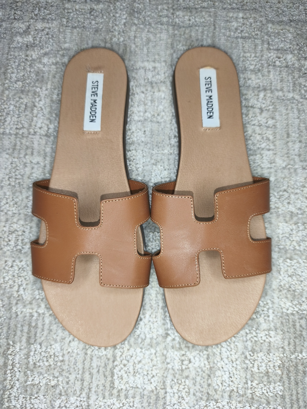 Steve Madden Women's Sandals Brown Leather Size 10 Slip On Open Toe - Picture 2 of 8